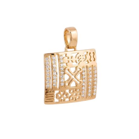 Adinkra Plaque Pendant (Diamonds)